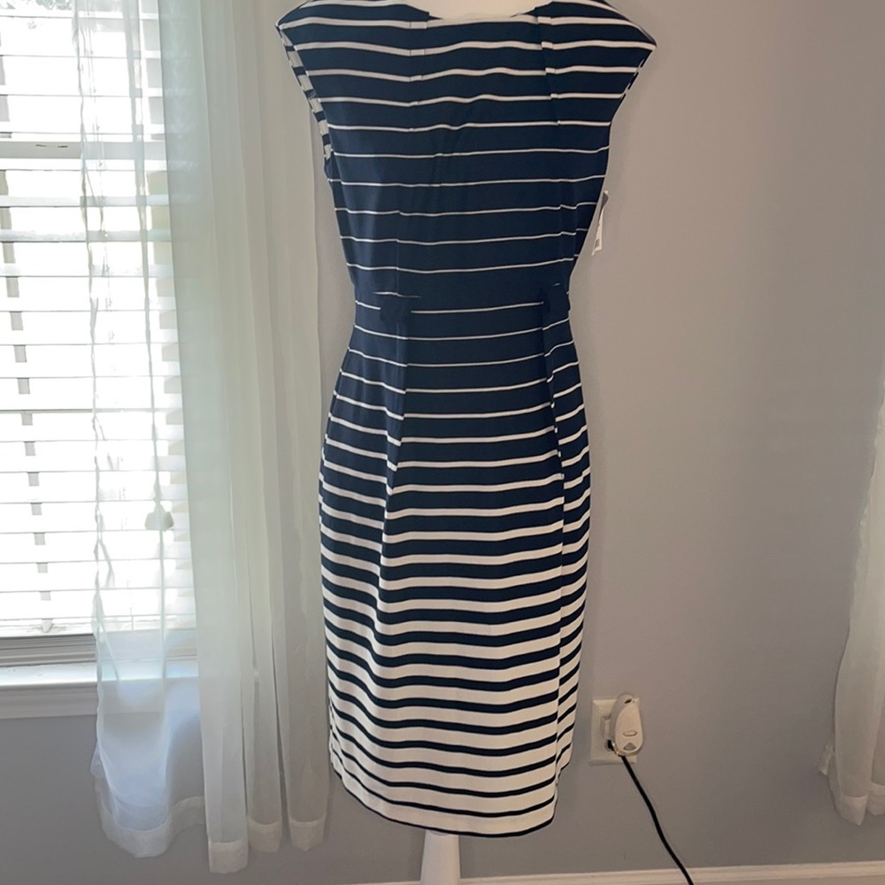 Connected Apparel Blue & White Stripped Dress